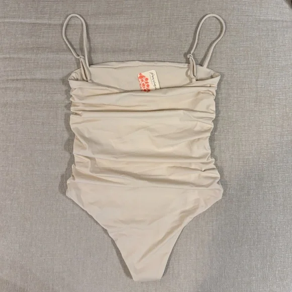 FP x Belle the Label The Ruched Maillot One-Piece Swimsuit Birch XS NWT NEW - Picture 5 of 11